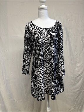 Milano Black & White Abstract Print Tunic